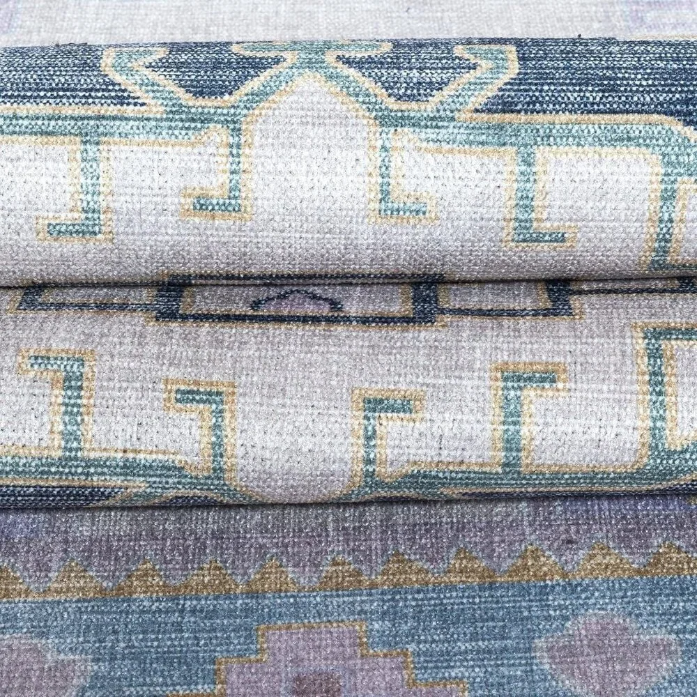 2'x3' Turkish Oushak Rug Vintage Floral Pastel Machine Washable Cotton Pastel